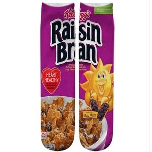 Raisin Bran Socks, Fun Adult Socks, Funny Novelty Socks, Food Socks